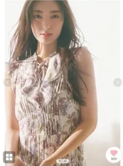 SNIDEL　新品タグ付　プリーツプリントワンピース　PBEG 25ss