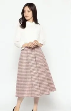 MISCH MASCH 千鳥ジャガードタックスカート ピンク Sサイズ