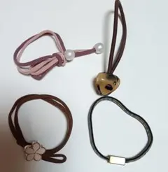 ヘアゴム4個セット・パール・花型など（新品）バラ入り不可