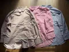 ストライプオーバーサイズシャツ(長袖) 3着セット GU