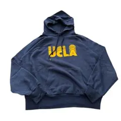 【S-M】90sUSA製カレッジロゴパーカーUCLA フーディスウェット紺　短丈
