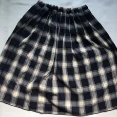 3-2 POU DOU DOU ひざ丈スカート チェック グレー ネイビー