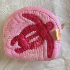 ハワイアンキルト♡ホヌのミニポーチ（ピンク）