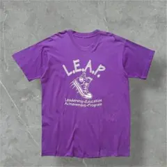 L.E.A.P. プリントTシャツ シングルステッチパープルフェードXL相当