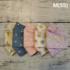 ゴム追加【M】(55)女の子柄【ハンドメイド立体マスク】5枚セット 布マスク