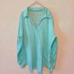 【バックレース】no boundaries ミントグリーン シャツ XL(LL)