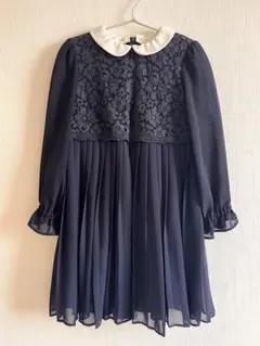 組曲　クミキョク　120 シフォン　プリーツワンピース　紺色　入学　卒園　お受験