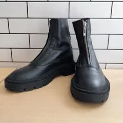 【美品】ZARA リアルレザー フロントジップ ブーツ