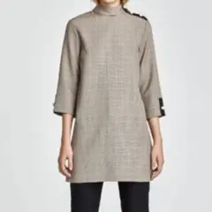 ZARA BASIC ザラ パールビーズ　千鳥格子　チェック柄　ワンピース