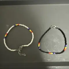 レインボーカラー ビーズネックレス 2本セット
