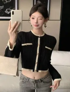 SHEIN シーイン ワンホン ニット 韓国 黒 S