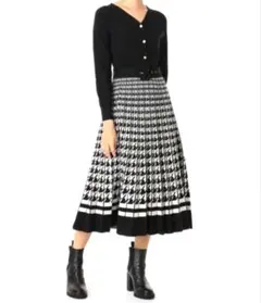 【Diagram/ダイアグラム】ロングワンピース　千鳥　金ボタン　総柄　近年 Diagram/ダイアグラム】ロングワンピース 千鳥 金ボタン 総柄