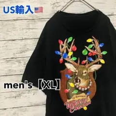 ●T67【US輸入】アニマルプリント半袖 Tシャツブラック系 メンズ【XL相当】