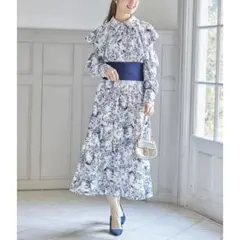 【新品】トッコクローゼット ウエストリブ切替トワルドジュイシャツワンピース 紺