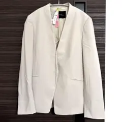 ★美品 グリーンレーベルリラクシング　ベージュ　ノーカラージャケット