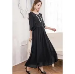 パーティドレス ブラック ロングドレス Mサイズ 結婚式