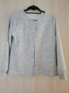 【超メルカリ市限定値下げ】ノーカラージャケット グレー系 Lサイズのサムネイル