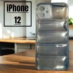 iPhone12対応 ダウンジャケット風ケース クリアブラウン 耐衝撃 おしゃれ