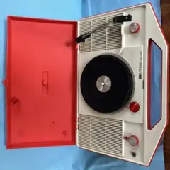 【昭和レトロ】National ポータブルフォノグラフ　レコードおまけ付き 昭和レトロ】National ポータブルフォノグラフ レコードおまけ
