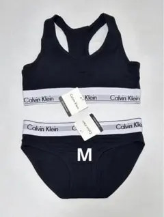 黒Mブラジャー　ショーツ セット下着カルバンクライン レディース