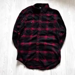 UNIQLO オンブレチェック ネルシャツ赤黒