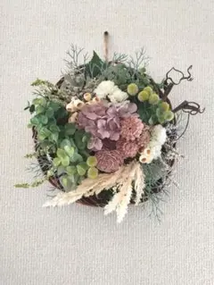 ナチュラルリース　 壁掛けリース　母の日