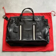 値下げしました！Bally 黒 レザー ビジネスバッグ ストライプデザイン