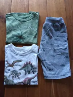 ユニクロ　恐竜柄　Tシャツ2枚　ハーフパンツ　セット　120cm