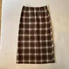ブラウン チェック タイトスカート