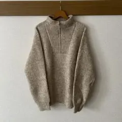 coca ハーフジップ リブニット ベージュ