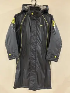 ナイキ サッカーベンチコート グレー&イエロー サイズXS 取外可能フード 美品