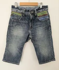 デニムハーフパンツ （刺繍） ウエスト74cm Sサイズ