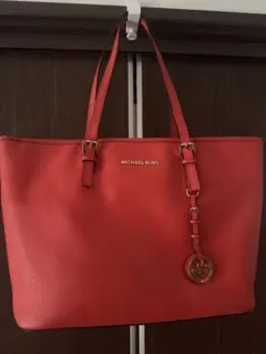 MICHAEL KORS トートバッグ レッド MKチャーム付き