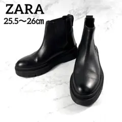 ZARA 厚底　メンズ　レザー　サイドゴア　ショート ブーツ 25.5 〜26