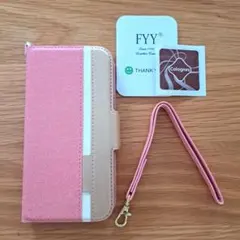 iPhone13 Pro ケース 手帳型 カード収納 スタンド ピンク×ゴールド