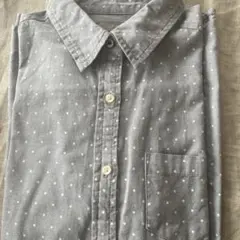【final decision 】ドット柄長袖シャツ 刺繍　綿100%