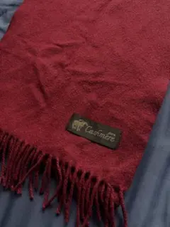 カシミア　マフラー　赤　ワインレッド