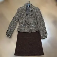 クリスマスイベント　ツィードジャケット　ワンピースセット　M 茶系　処分価格