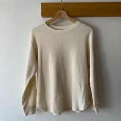 UNIQLO 長袖 ワッフルT アイボリー M