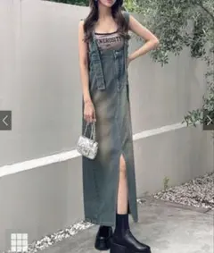 GRL 2Wayスリットデニムサロペットスカート