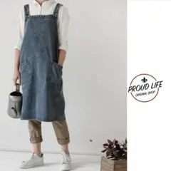 デニムエプロン エプロン おしゃれ かわいい 保育士 メンズ かぶり 作業用のサムネイル