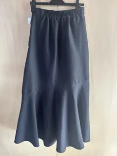 黒 フレア ロングスカート　マーメイドフレアスカート