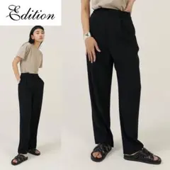 EDITION バックサテン ジョーゼットイージースラックス タックパンツのサムネイル