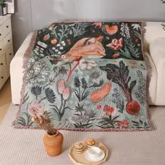 マルチカバー タペストリー 猫 花 絵画風 ソファ ラグ ブランケット