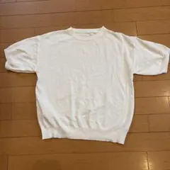 美品COCOMOMO 半袖ホワイト柔らかいニット白半袖セーター