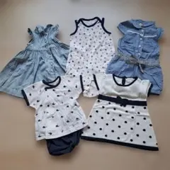 70cm　5枚　まとめ売り　 ロンパース　ブルー系　デニム系