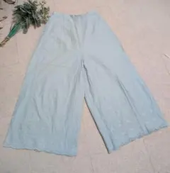 裾刺繍レース ペチパンツ スカラップレースパンツ ライトブルー 未使用 М