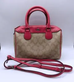 B　COACH　コーチ　シグネチャー　２way ハンドバッグ　レザー