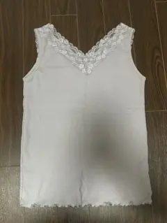 ラベンダーグレー Vネック レースインナー LL