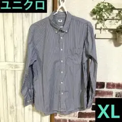 ユニクロ　ブラウス　シャツ　ネイビー　XL